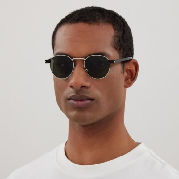 Saint Laurent SL707 001 BRAND NEW Sunglasses Silver Havana Grey Oval Unisex - Picture 5 of 13